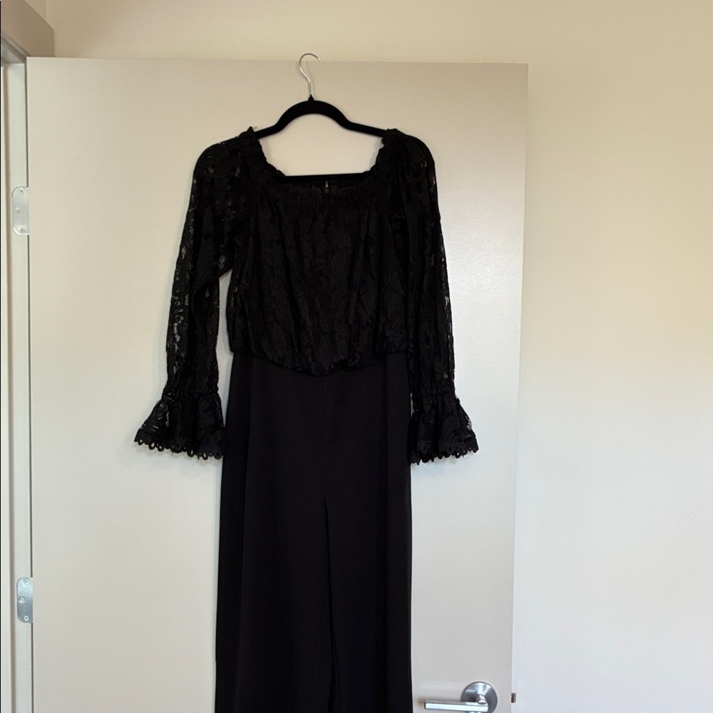 Adrianna Papell Black Lace Jumpsuit